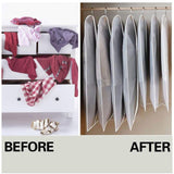 Clothes bag for storage neatly storing seasonal clothing in a clean, organized closet