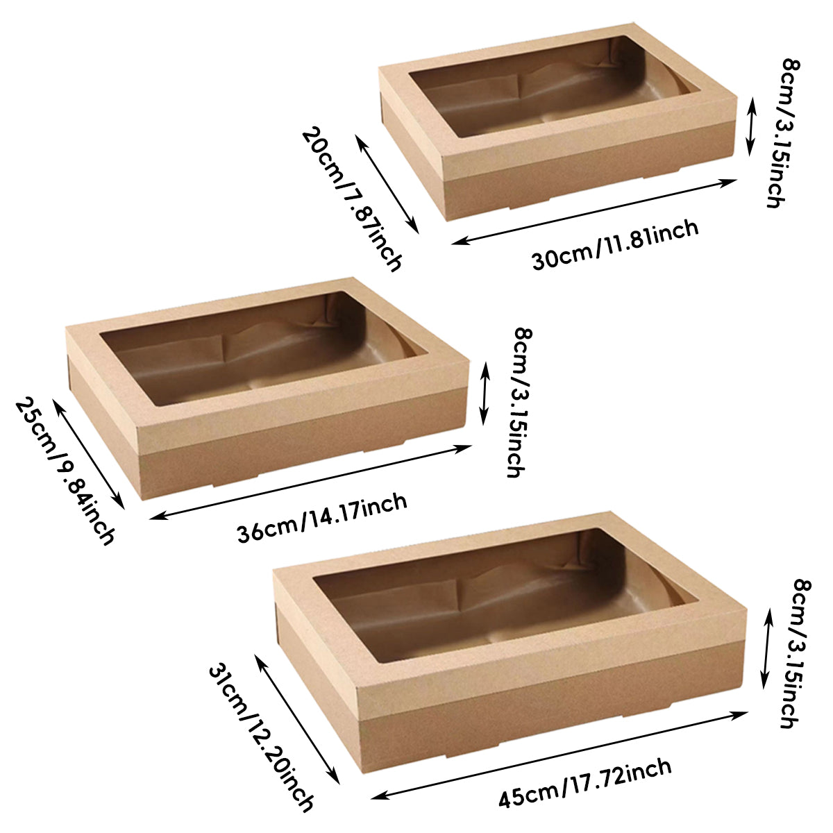 10PCS Kraft Paper Lunch Boxes Food Grade Disposable Bento Packaging