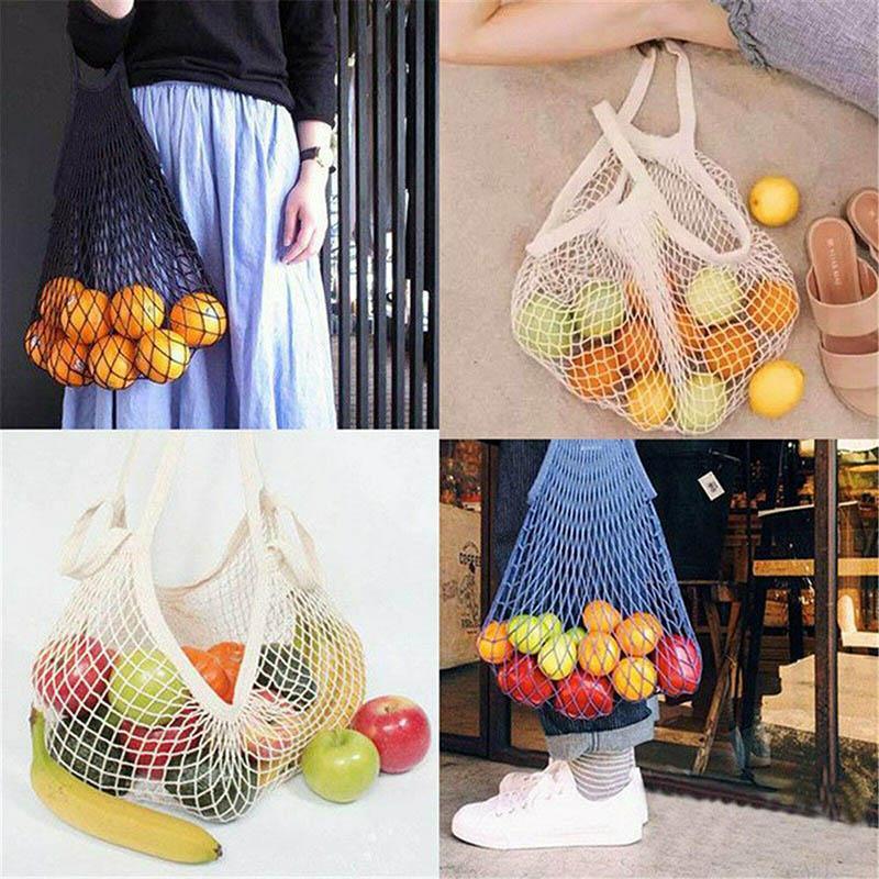 Eco-friendly reusable fruit and veg bags with drawstring closures