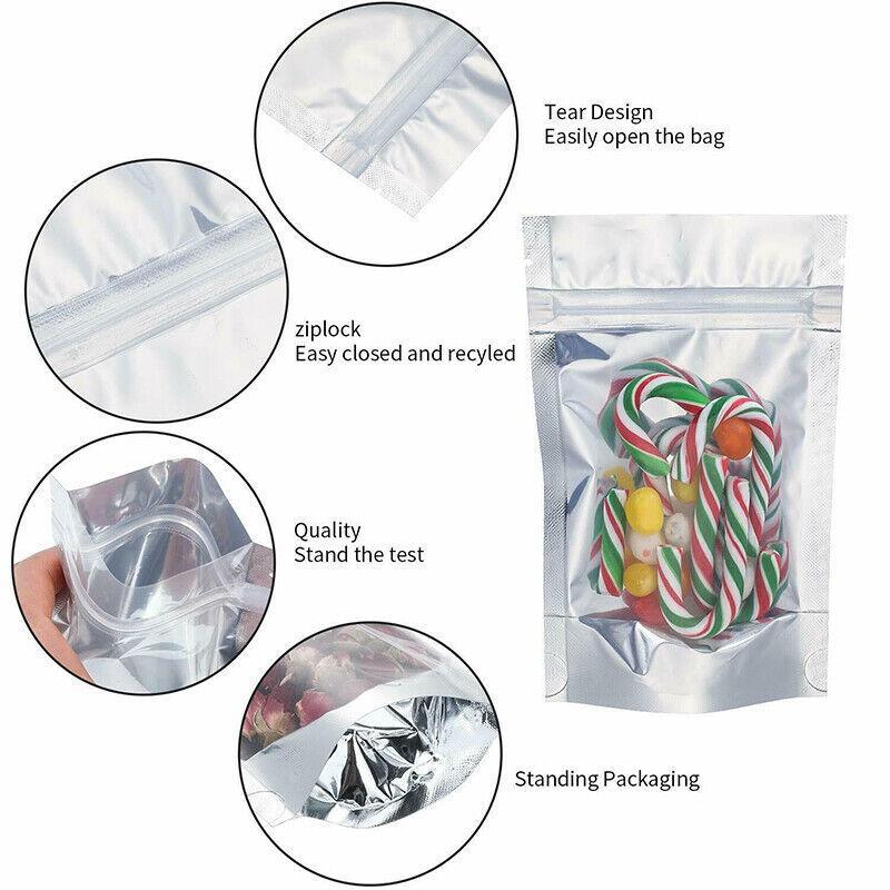 A variety of small items neatly organized in clear small zip bags, showcasing their versatility and convenience