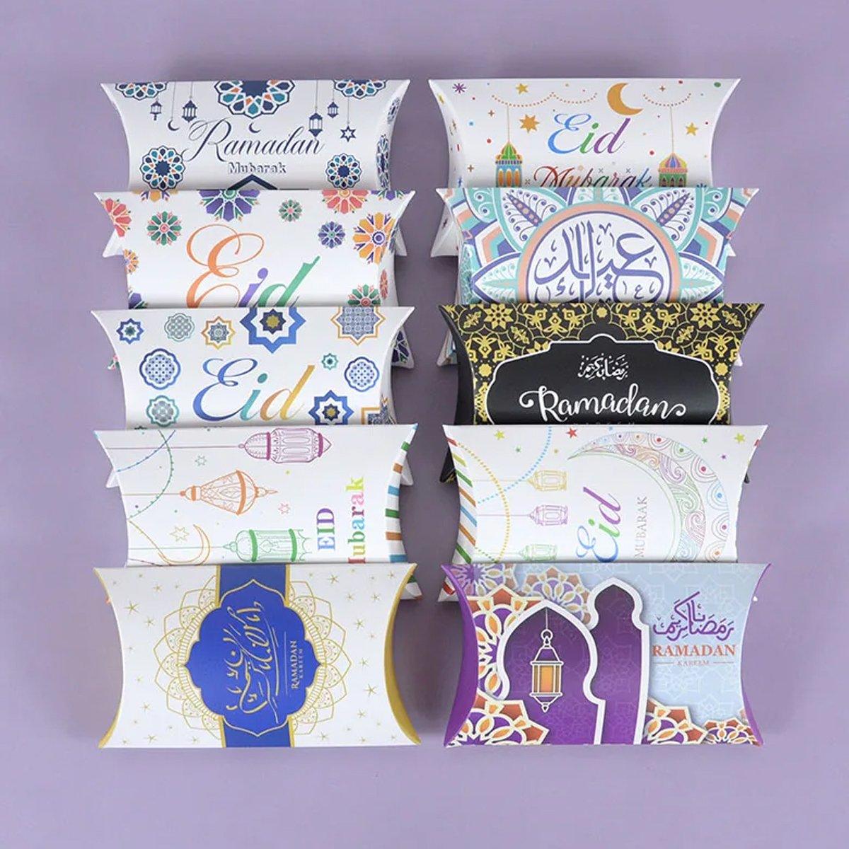 Eid Mubarak Pillow Box 50PCS High-Quality Cardstock