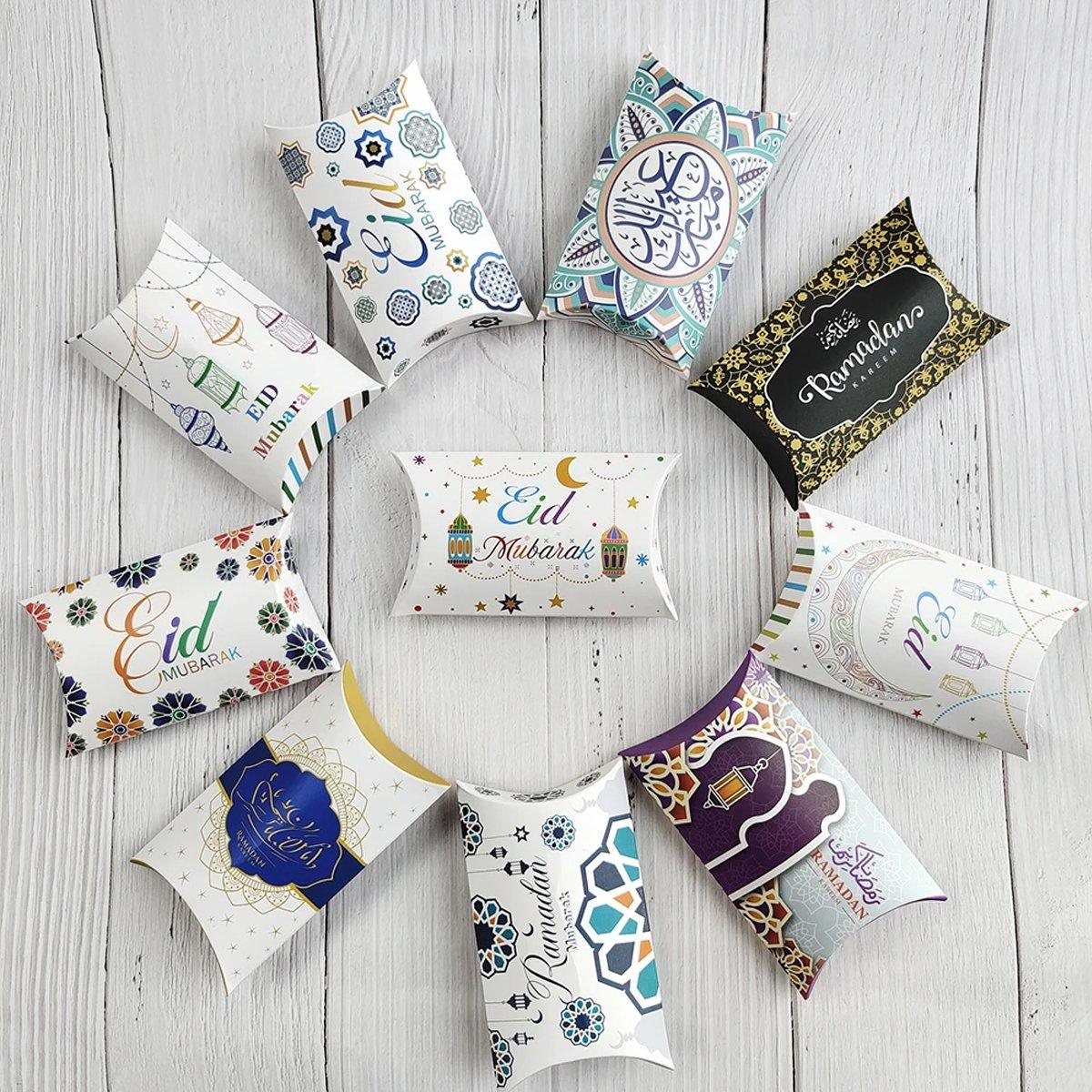 Eid Mubarak Pillow Box 50PCS High-Quality Cardstock