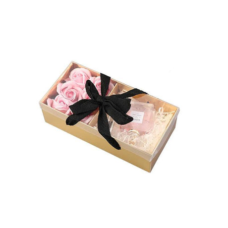 Elegant golden gift boxes with clear lid, perfect for special occasions