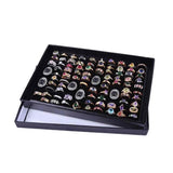 Jewelry Display Box with Clear Lid 1PC 100-Slot Black - Discount Packaging Warehouse