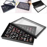 Jewelry Display Box with Clear Lid 1PC 100-Slot Black - Discount Packaging Warehouse