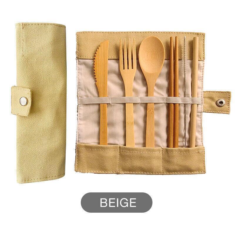 Eco-friendly bamboo cutlery set with carrying case