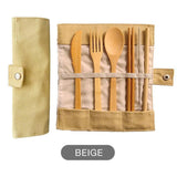 Eco-friendly bamboo cutlery set with carrying case