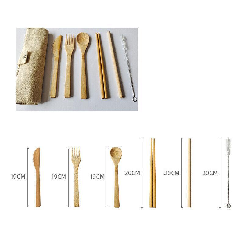 Eco-friendly bamboo cutlery set with carrying case