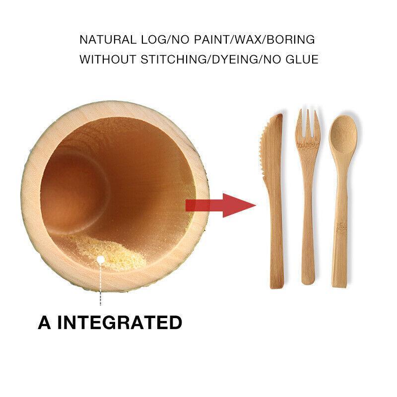 Eco-friendly bamboo cutlery set with carrying case