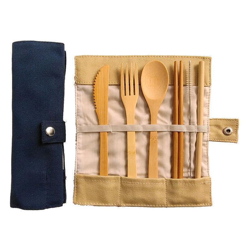 Eco-friendly bamboo cutlery set with carrying case