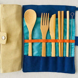 Eco-friendly bamboo cutlery set with carrying case