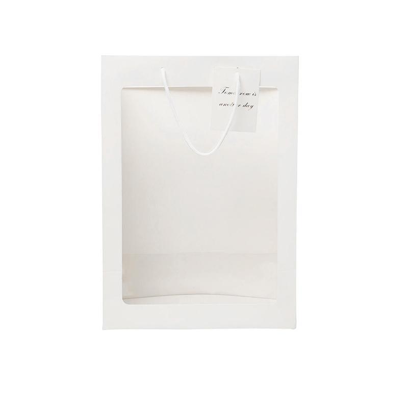 Set of stylish window paper bags with clear window and sturdy handles