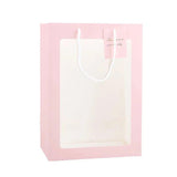 Set of stylish window paper bags with clear window and sturdy handles