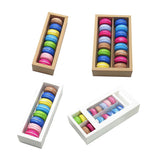 A beautifully arranged assortment of macarons displayed in our elegant macaron box