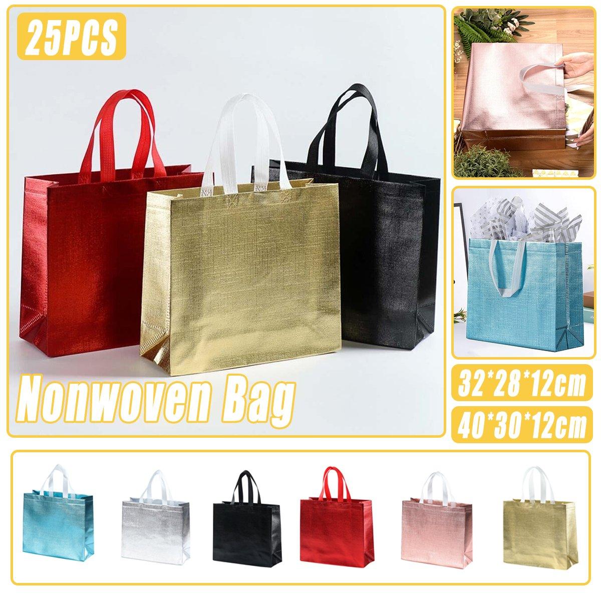 Embossed Non-Woven Fabric Tote Bag Stylish Shopping and Gifting 25pcs