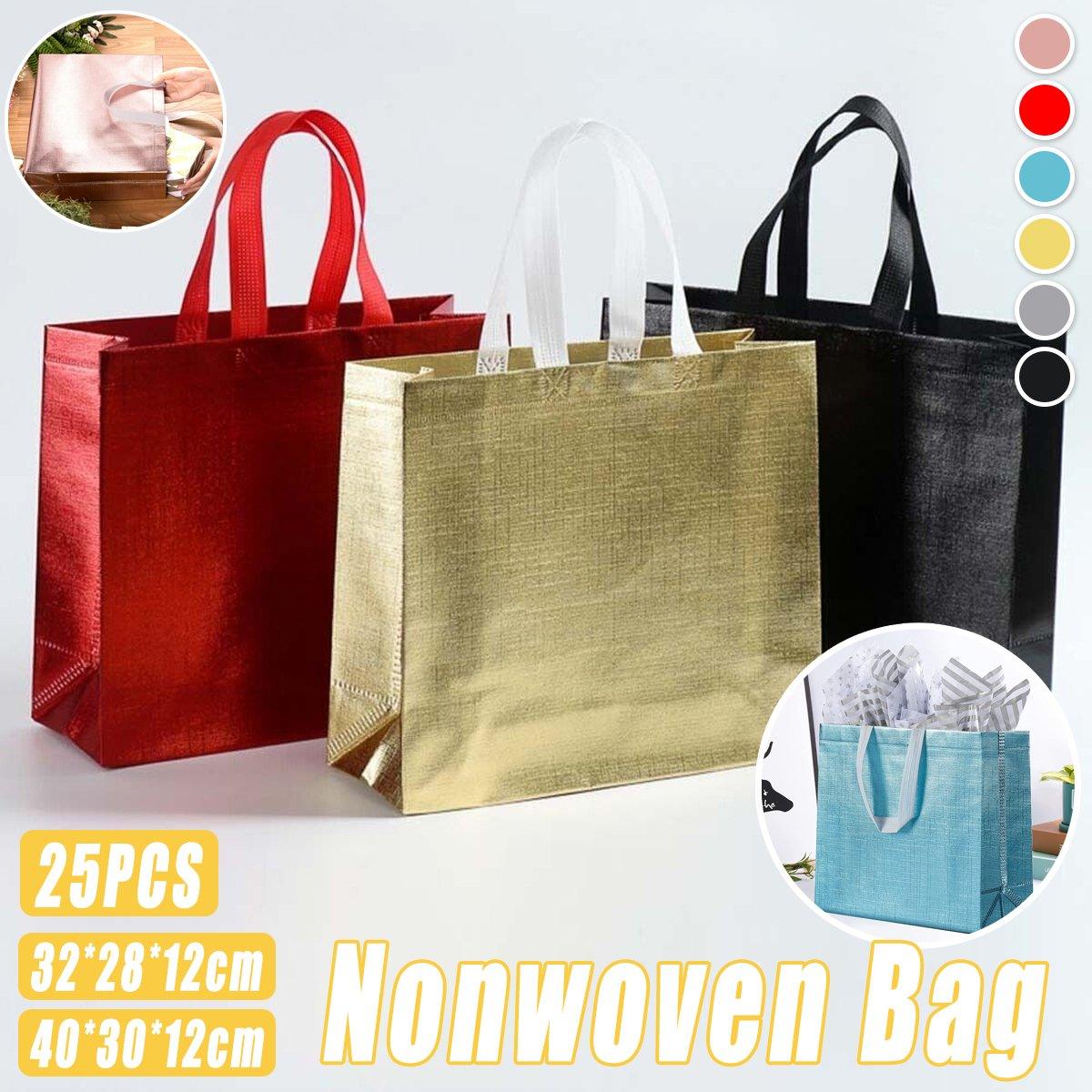 Embossed Non-Woven Fabric Tote Bag Stylish Shopping and Gifting 25pcs