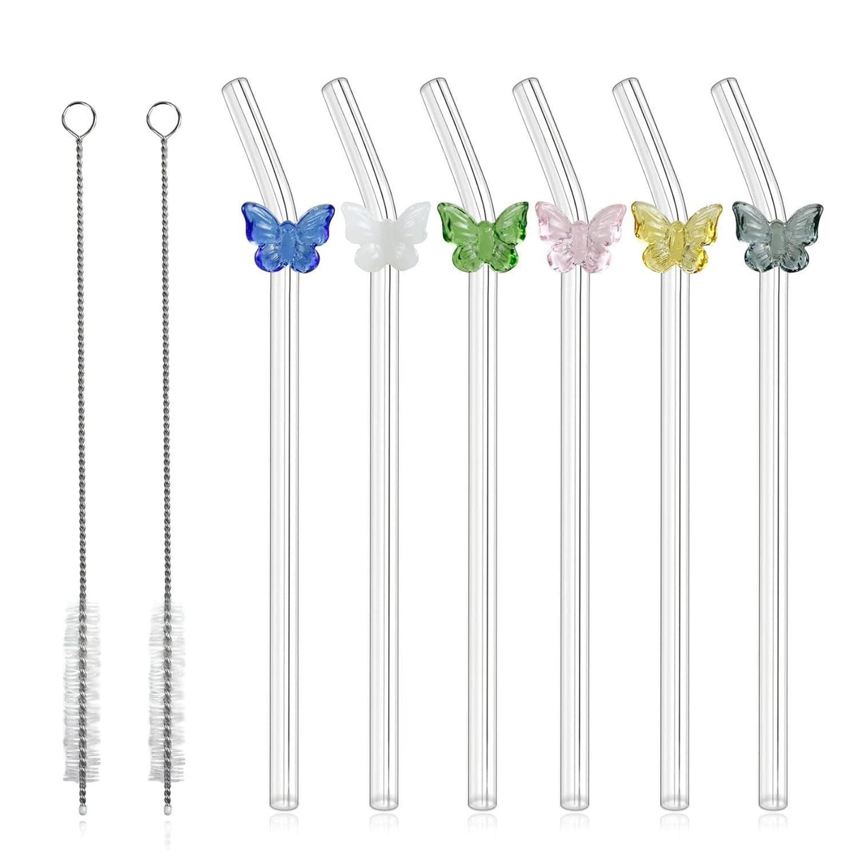 Enhance Your Drink with Colourful Butterfly Glass Straws