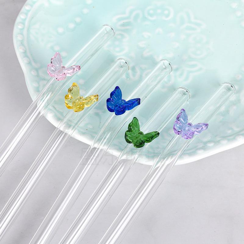 Enhance Your Drink with Colourful Butterfly Glass Straws