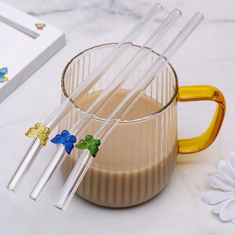 Enhance Your Drink with Colourful Butterfly Glass Straws