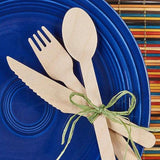 Eco-friendly Disposable Cutlery set laid out on a festive table