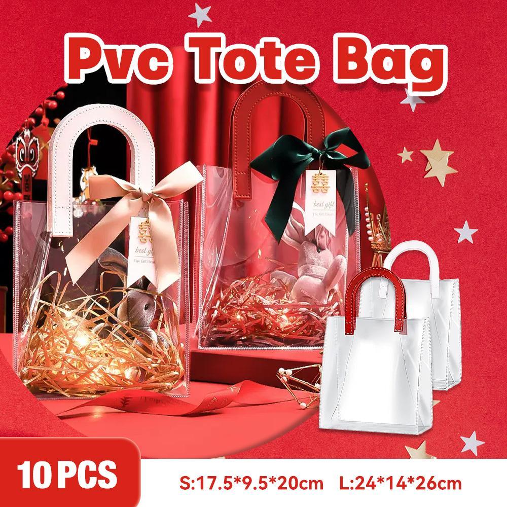 Set of elegant transparent goodie bags with sturdy handles