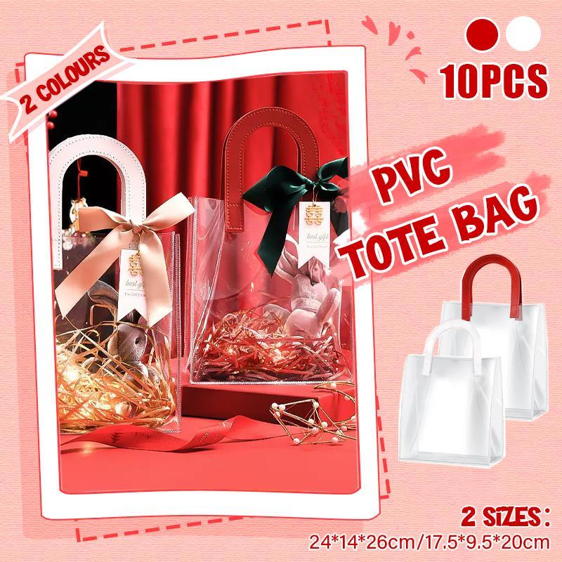 Set of elegant transparent goodie bags with sturdy handles