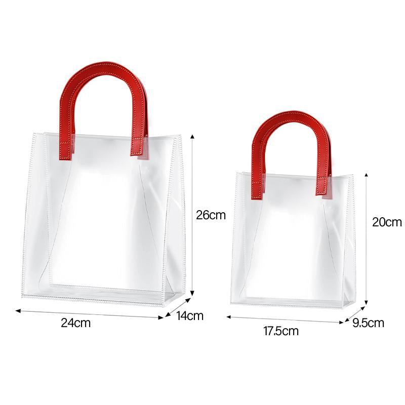 Set of elegant transparent goodie bags with sturdy handles