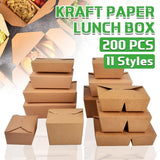 Kraft Takeaway Boxes 200PCS 11Sizes Disposable Containers - Discount Packaging Warehouse