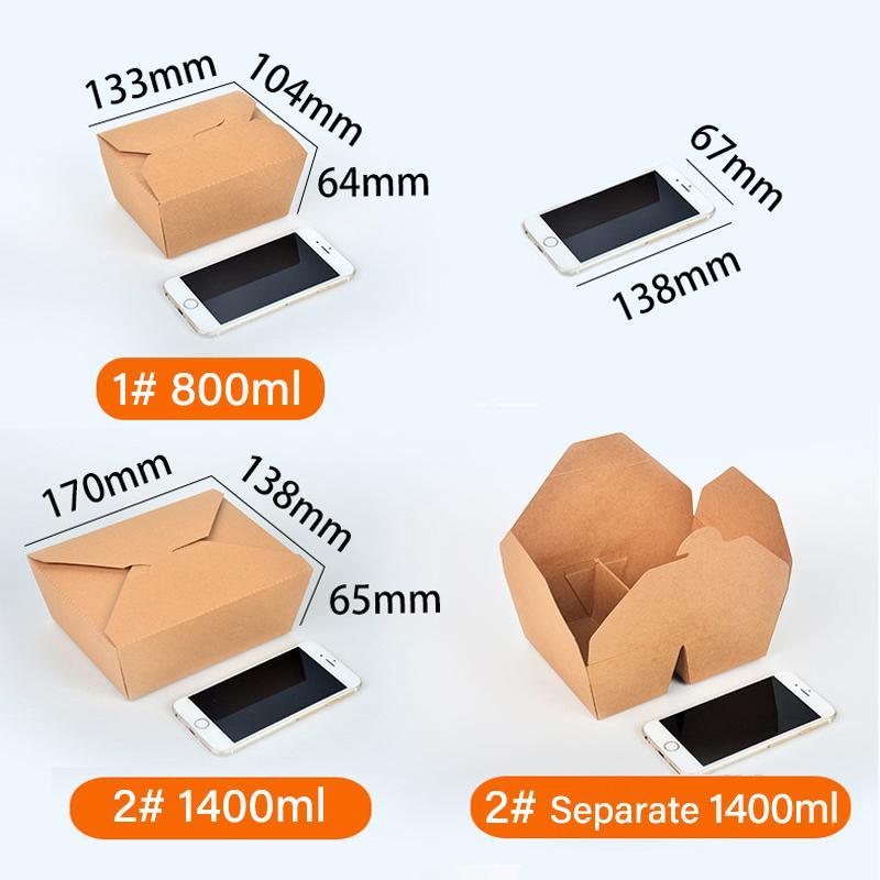 Kraft Takeaway Boxes 200PCS 11Sizes Disposable Containers - Discount Packaging Warehouse