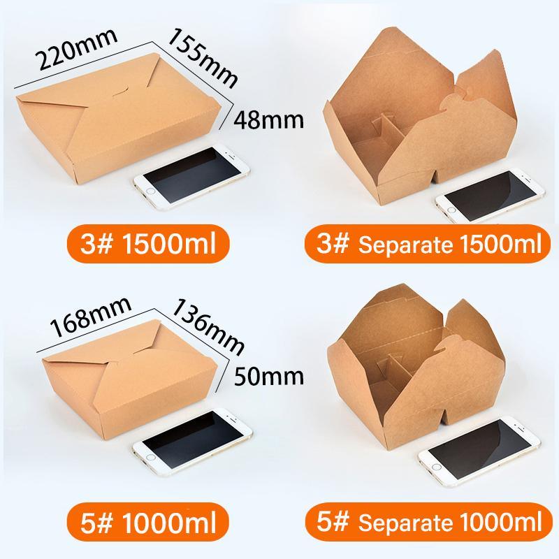 Kraft Takeaway Boxes 200PCS 11Sizes Disposable Containers - Discount Packaging Warehouse