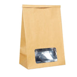 Durable kraft bags with window for versatile packaging.