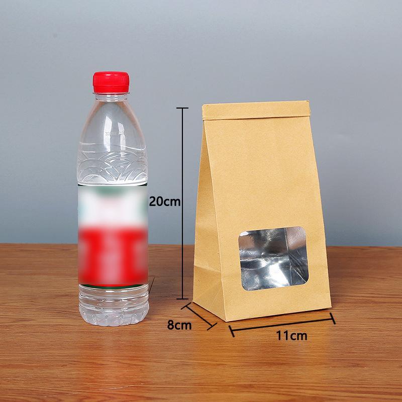 Durable kraft bags with window for versatile packaging.