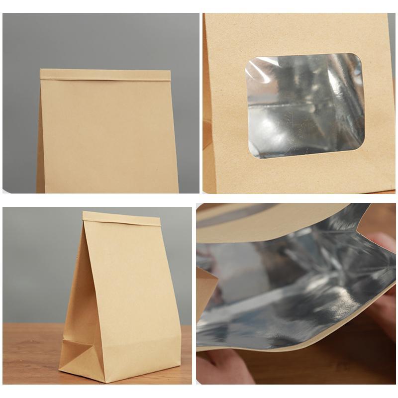 Durable kraft bags with window for versatile packaging.