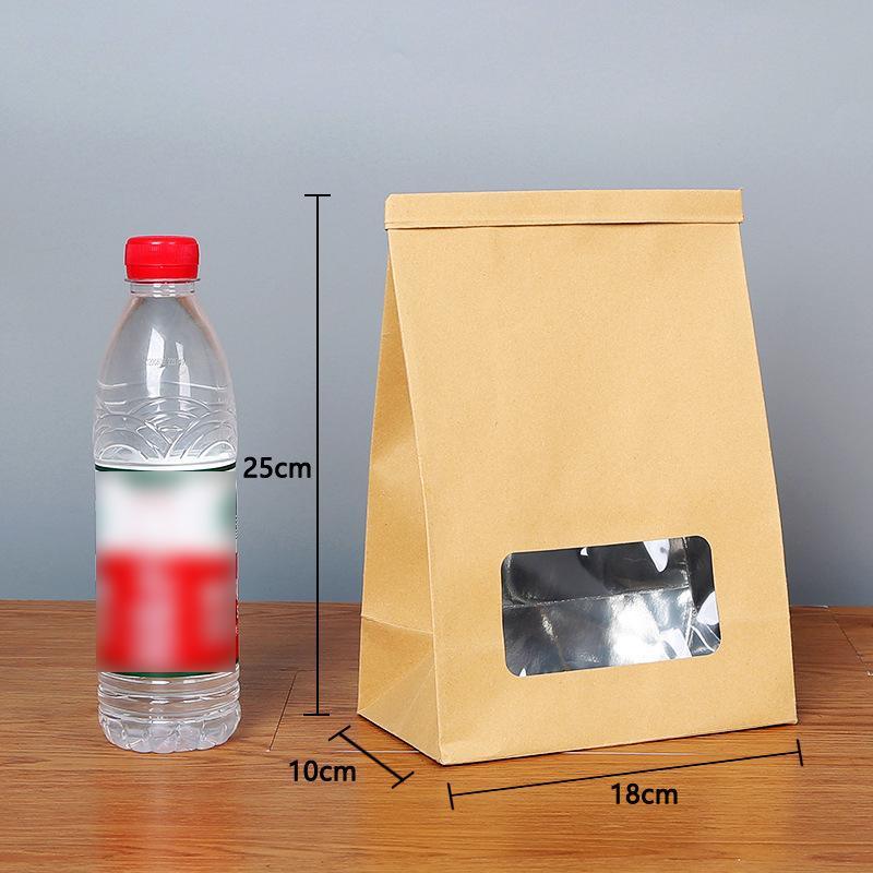 Durable kraft bags with window for versatile packaging.