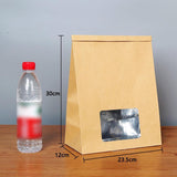 Durable kraft bags with window for versatile packaging.