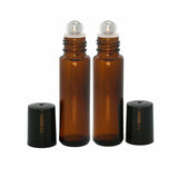 Essential Oil Roller Bottles 10PCS Amber 10ml Thick Glass with Steel Ball - Discount Packaging Warehouse