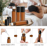 Essential Oil Roller Bottles 10PCS Amber 10ml Thick Glass with Steel Ball - Discount Packaging Warehouse