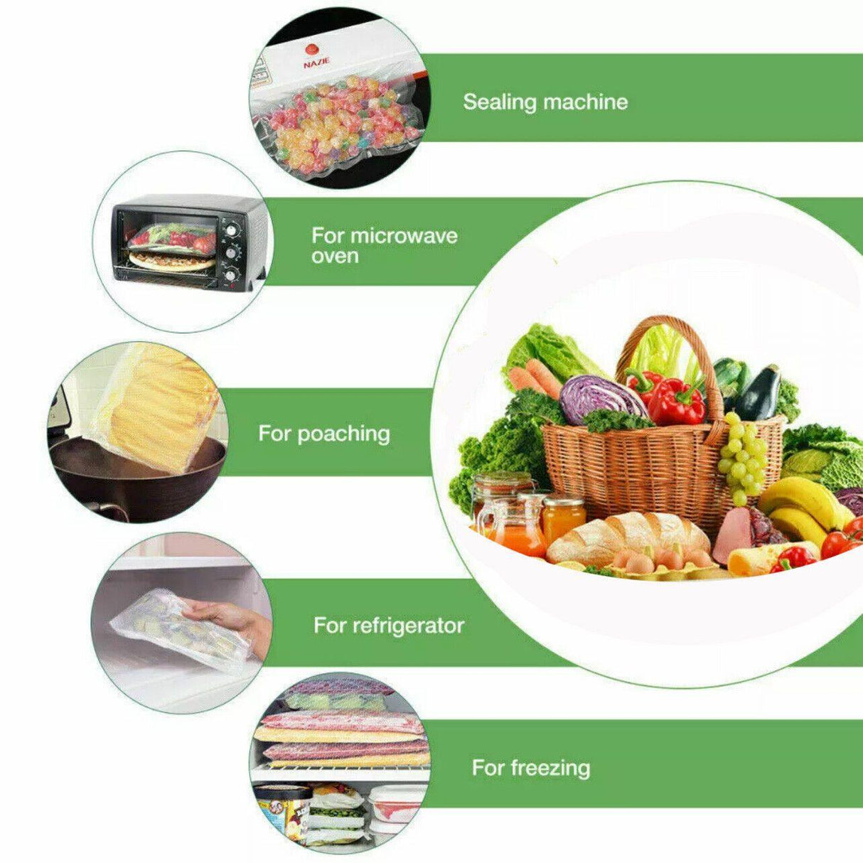 Vacuum pack food saver machine sealing fresh vegetables, demonstrating technology in action.