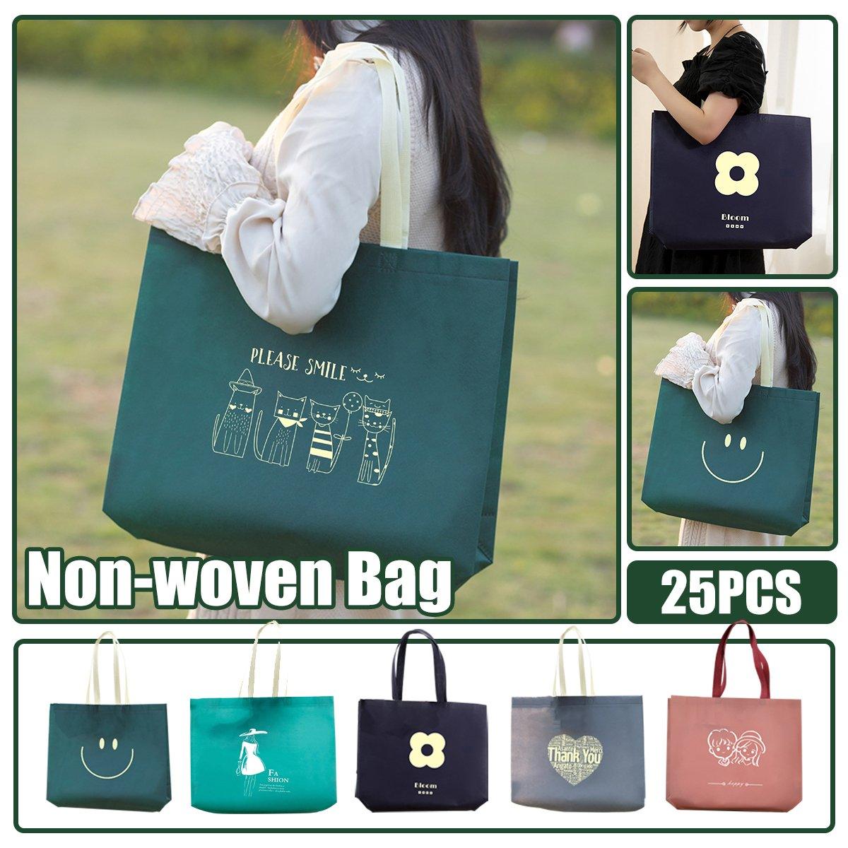 Fashionable Non-Woven Tote Bags Spunbond Fabric Versatile Reusable 25pcs