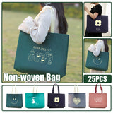 Fashionable Non-Woven Tote Bags Spunbond Fabric Versatile Reusable 25pcs