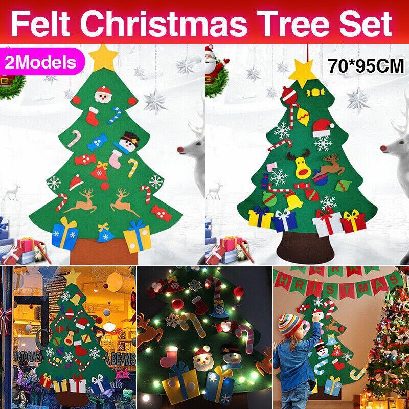 Felt Christmas Tree Set with Removable Ornaments 1SET 2Styles Xmas Decorations DIY - Discount Packaging Warehouse