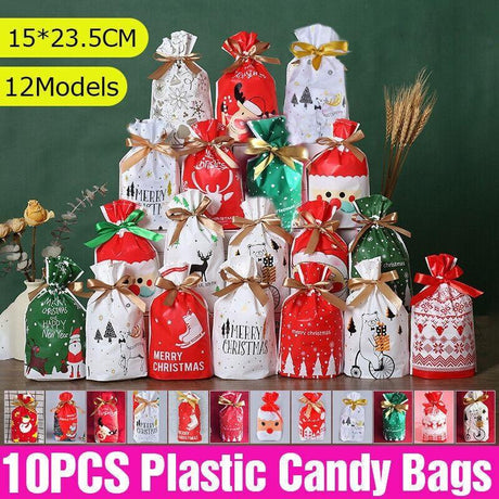 Christmas-themed candies in festive lolly bags