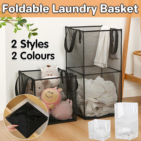 Foldable Mesh Laundry Basket 1PC 2Sizes 2Colours - Discount Packaging Warehouse