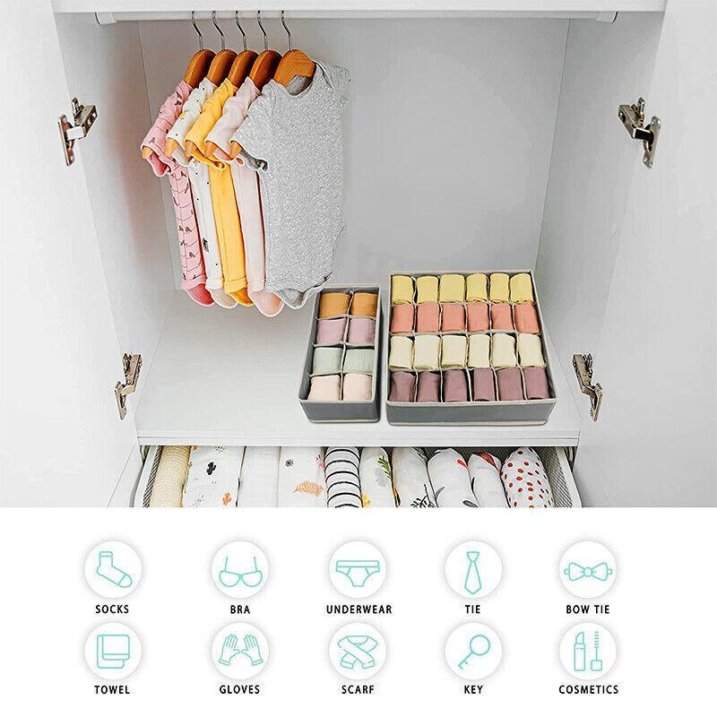 Foldable Storage Drawer Organizer Set 4PCS/Set 2Colours Non-woven Fabric - Discount Packaging Warehouse