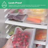 A variety of foods neatly stored in reusable freezer bags, showcasing their durability and versatility
