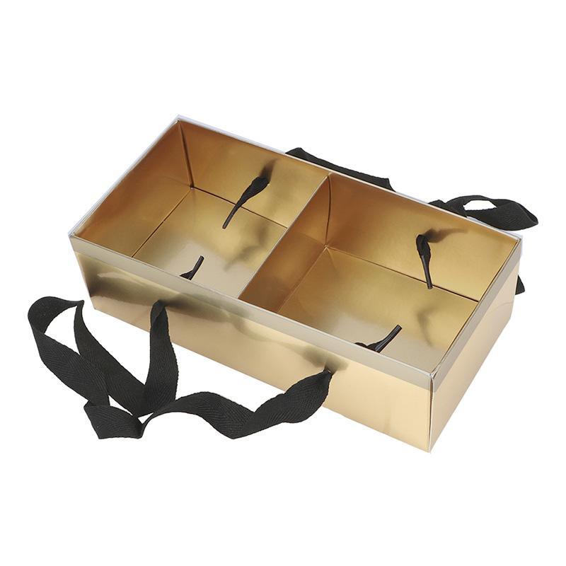 Elegant golden gift boxes with clear lid, perfect for special occasions