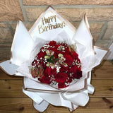 Bouquet of flowers wrapped in elegant flower wrapping paper