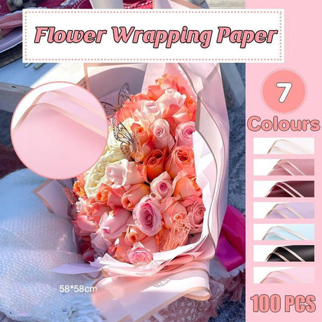 Gift Wrapping Papers 100PCS 58x58cm 7Colours OPP - Discount Packaging WarehouseBouquet of flowers wrapped in elegant flower wrapping paper