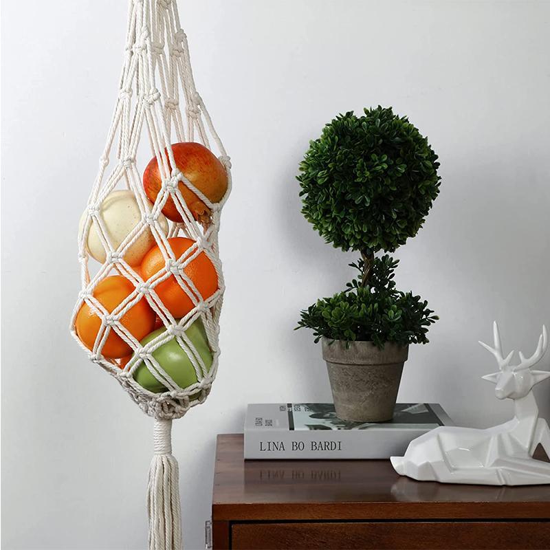 Elegant and spacious three-tier hanging fruit basket in a kitchen