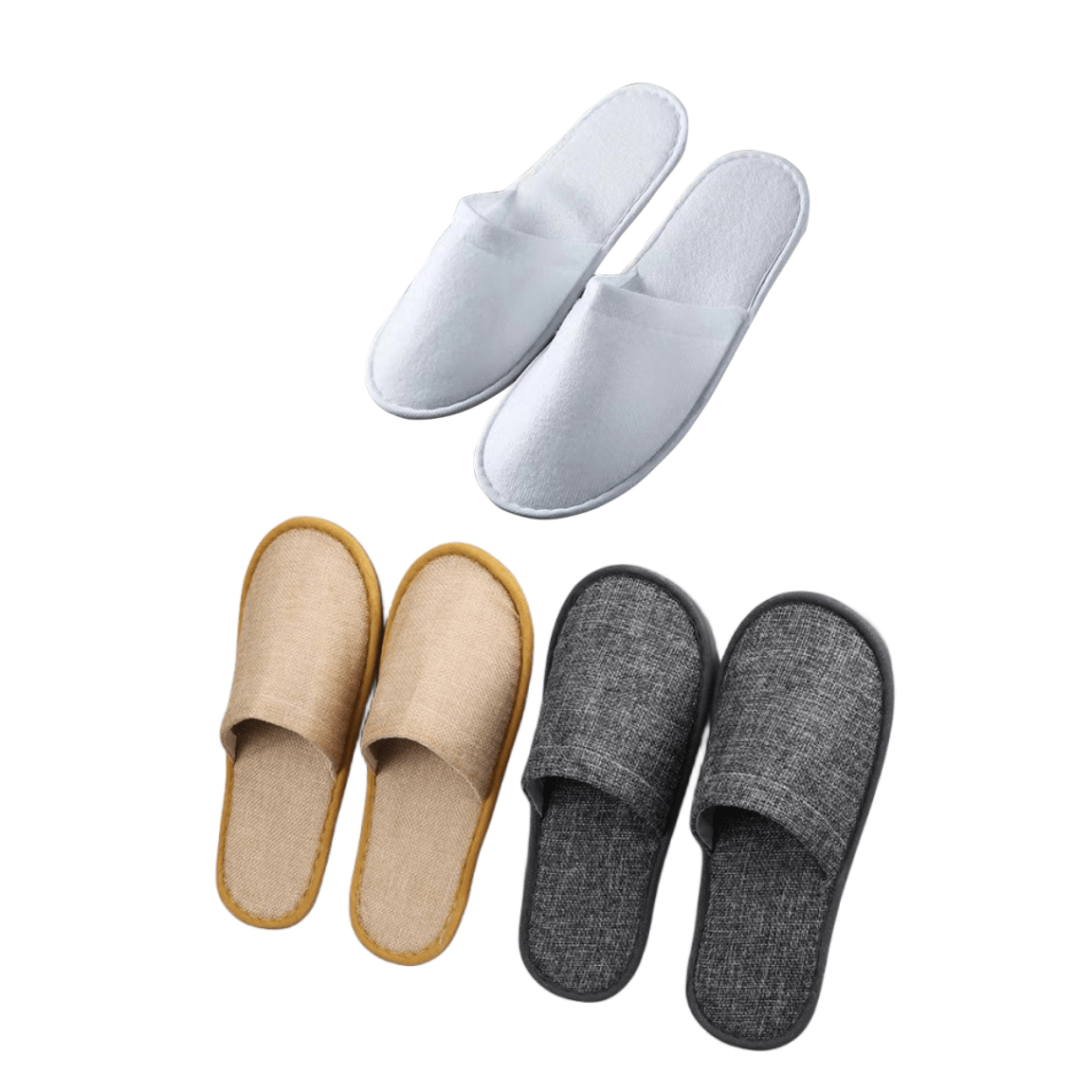 Comfortable and hygienic disposable slippers with non-slip sole.